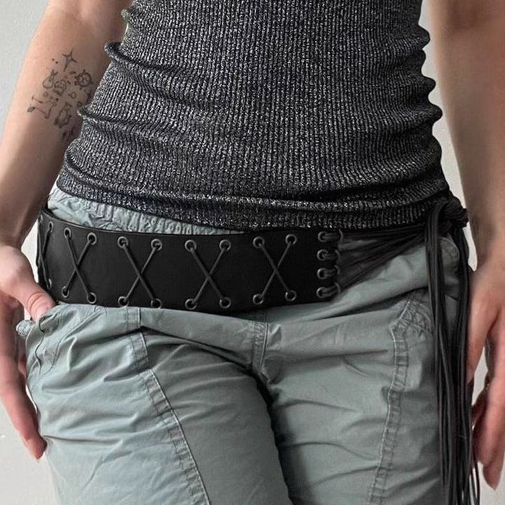 American Style Eyelet Strap PU Belt