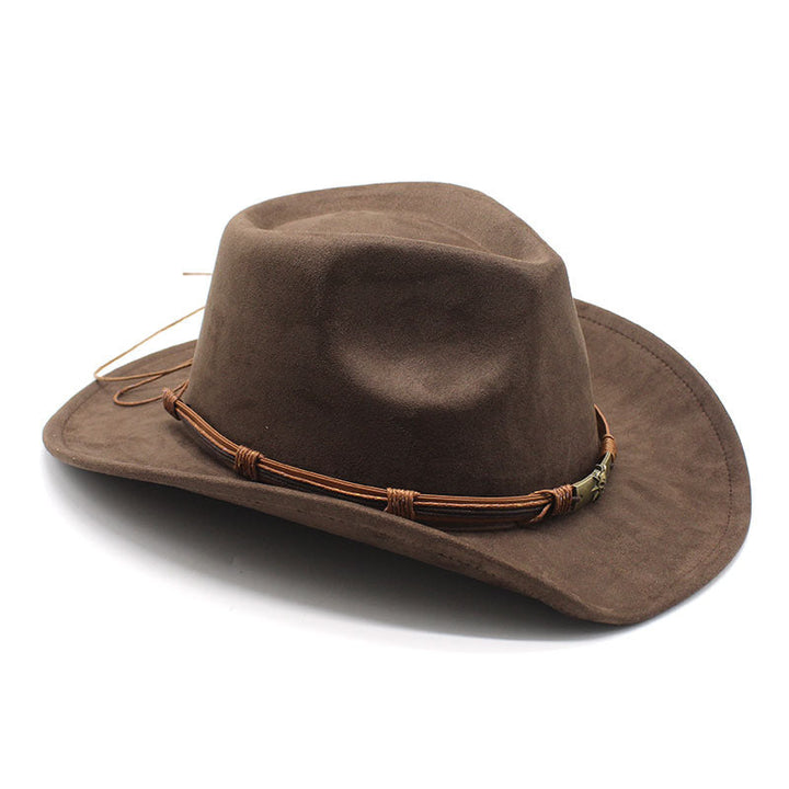 Suede curled brim western cowboy hat