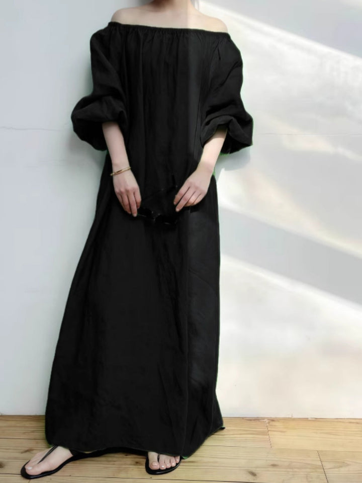 Solid color loose off-shoulder casual dress