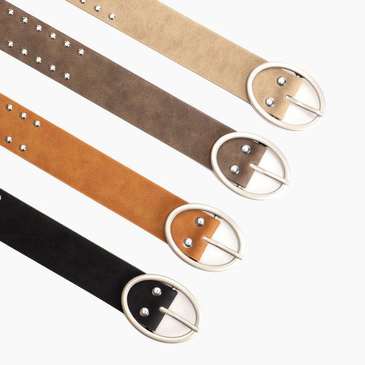 Oval buckle millennial style fashion rivet belt