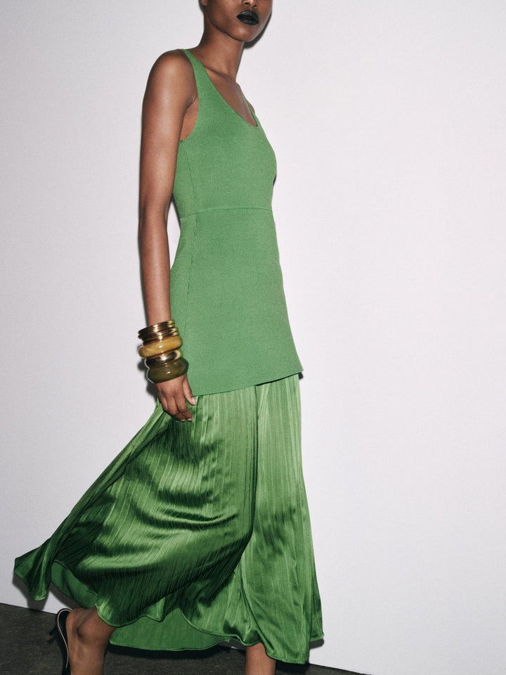 Slim Fit Knitted Small Pleated Patchwork Dress