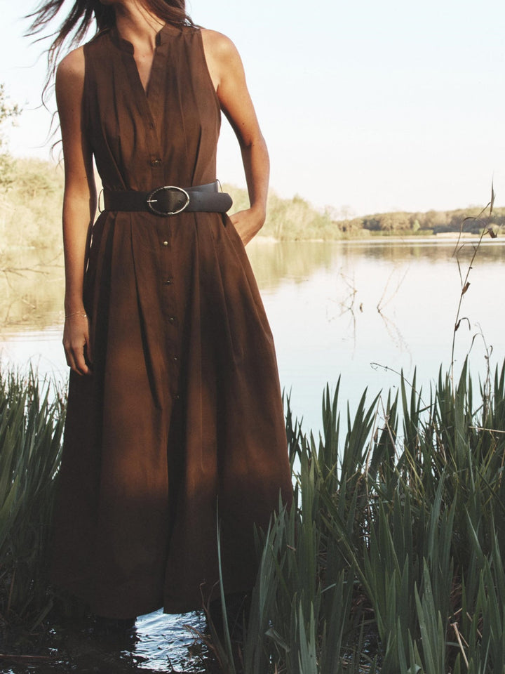 Cotton Belted Midi Dress