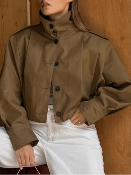 Pleated lapel loose long-sleeved jacket