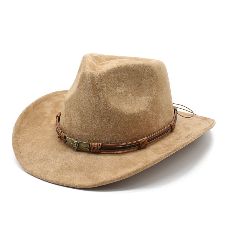Suede curled brim western cowboy hat
