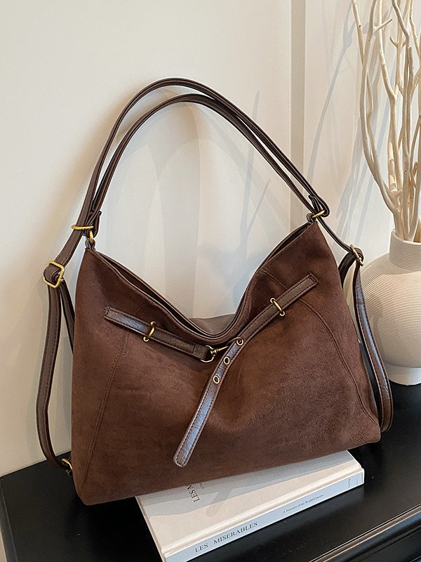Vintage high-end suede multifunctional shoulder crossbody bag
