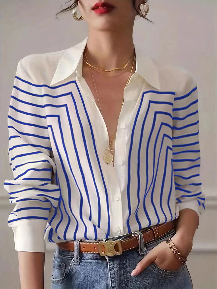 Autumn women's striped long-sleeved shirt