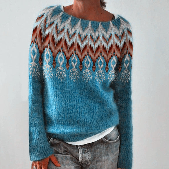 Casual Feather Printing Crew-neck Sweater