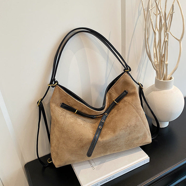 Vintage high-end suede multifunctional shoulder crossbody bag