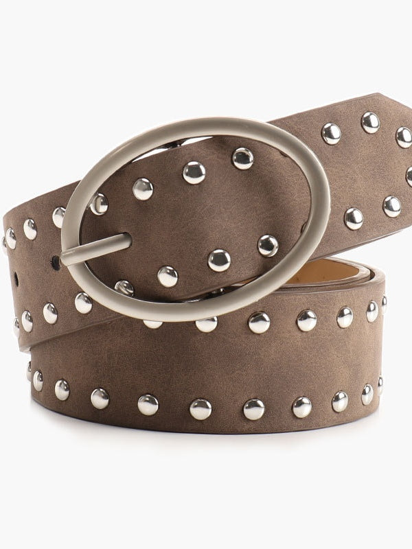 Oval buckle millennial style fashion rivet belt