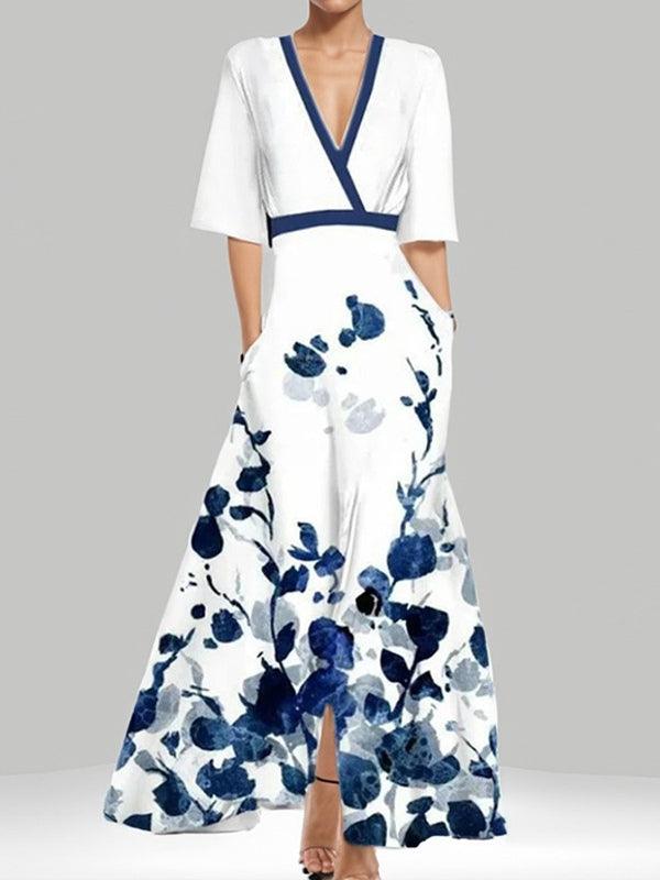 Elegant Mid Sleeve Maxi Dress