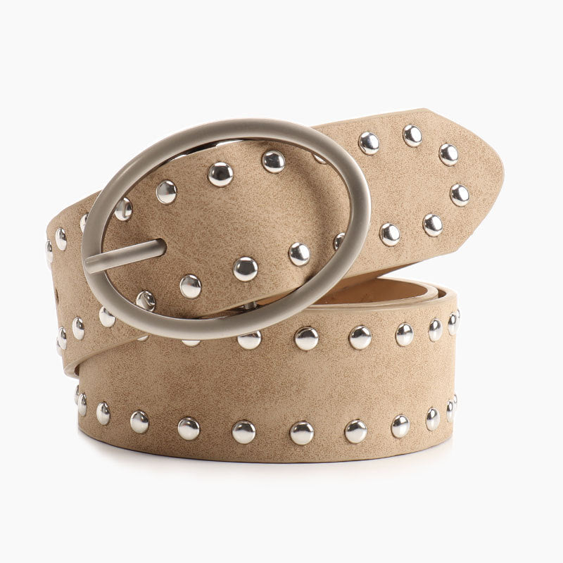 Oval buckle millennial style fashion rivet belt