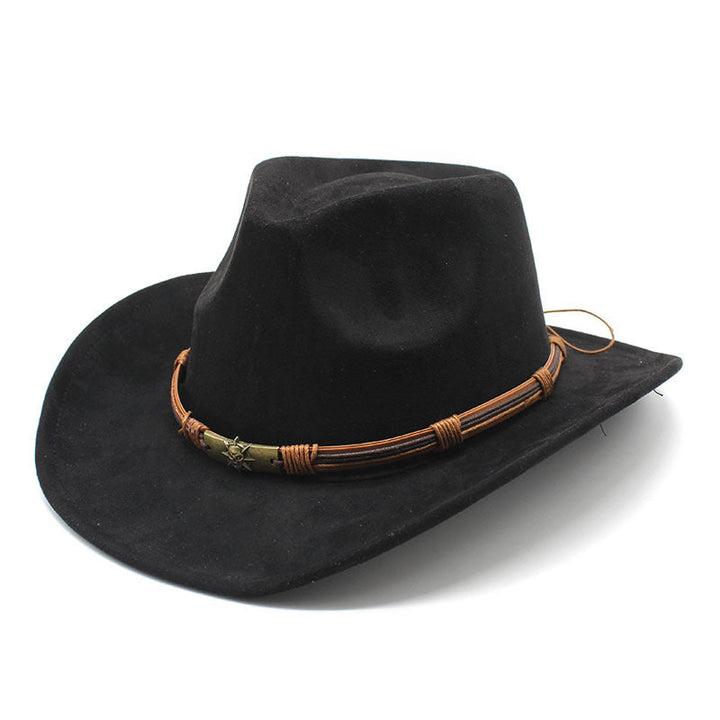 Suede curled brim western cowboy hat