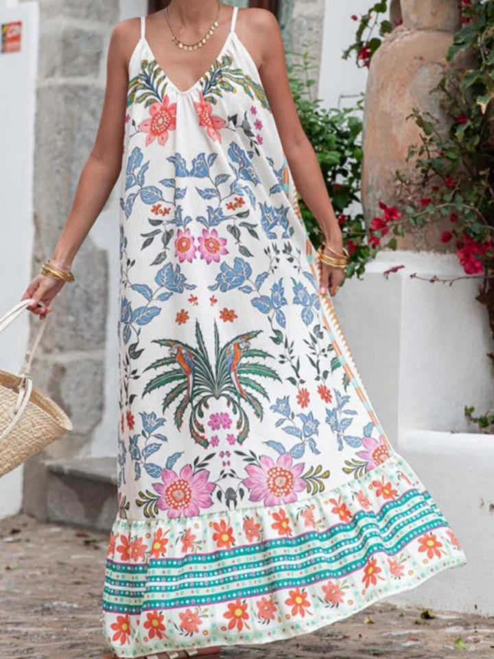 Sling Printed Holiday Loose Plus Size Dress