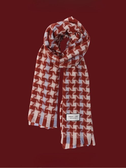 Christmas Fashion Retro Red Christmas Knitted Scarf