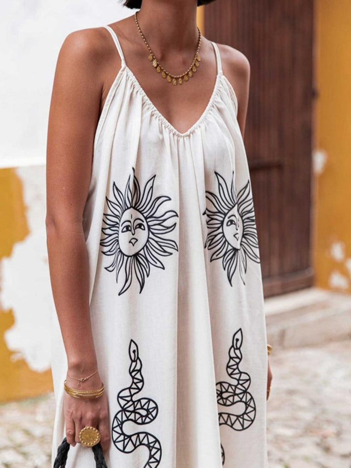 Sling Printed Holiday Loose Plus Size Dress