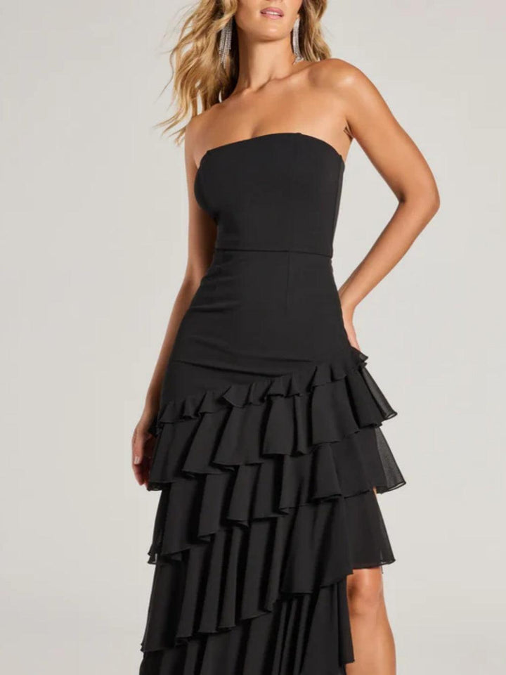 Shianne Strapless Chiffon Ruffled A-Line Formal Dress