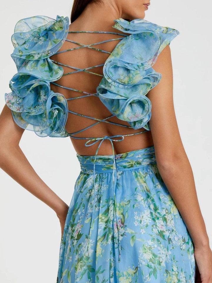 Backless printed maxi dress