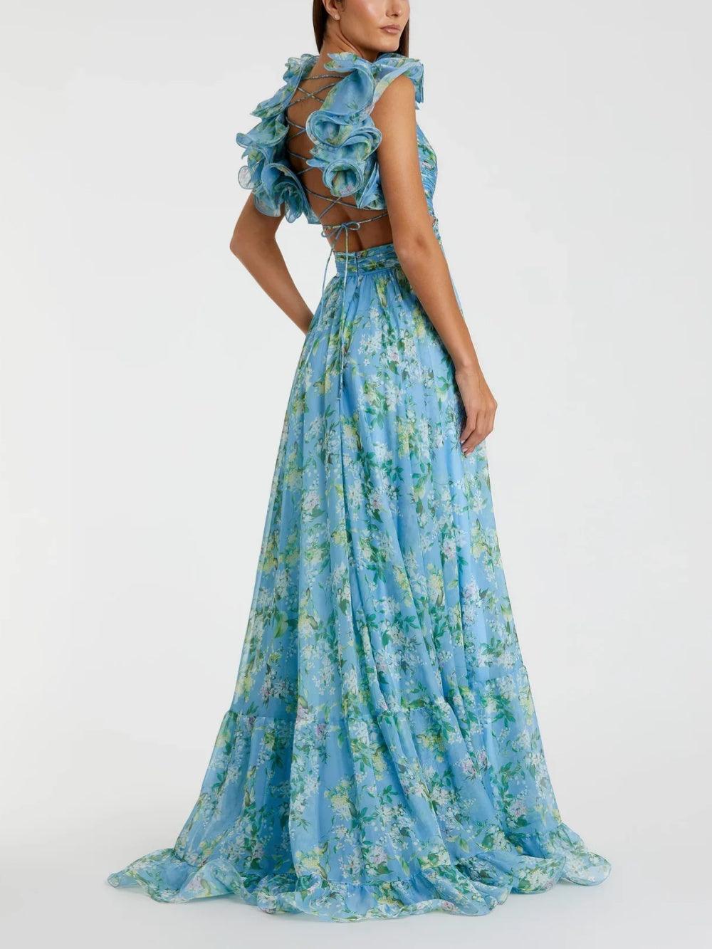 Backless printed maxi dress