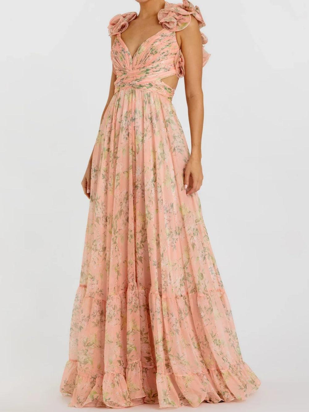 Backless printed maxi dress