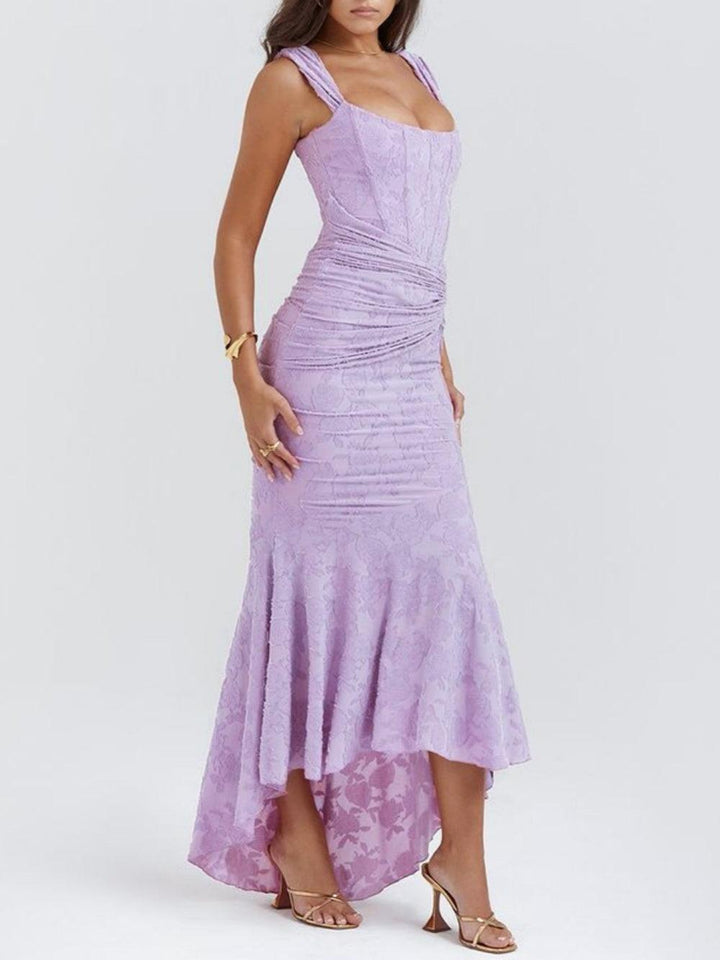 Purple bell floral maxi dress