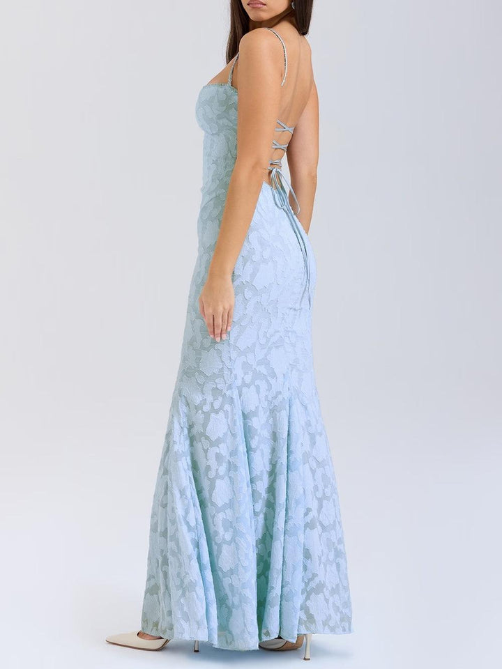Tie-back fishtail maxi dress