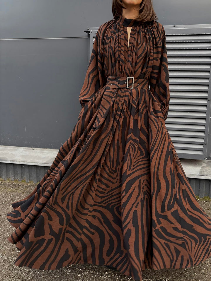 Brown tiger print loose dress