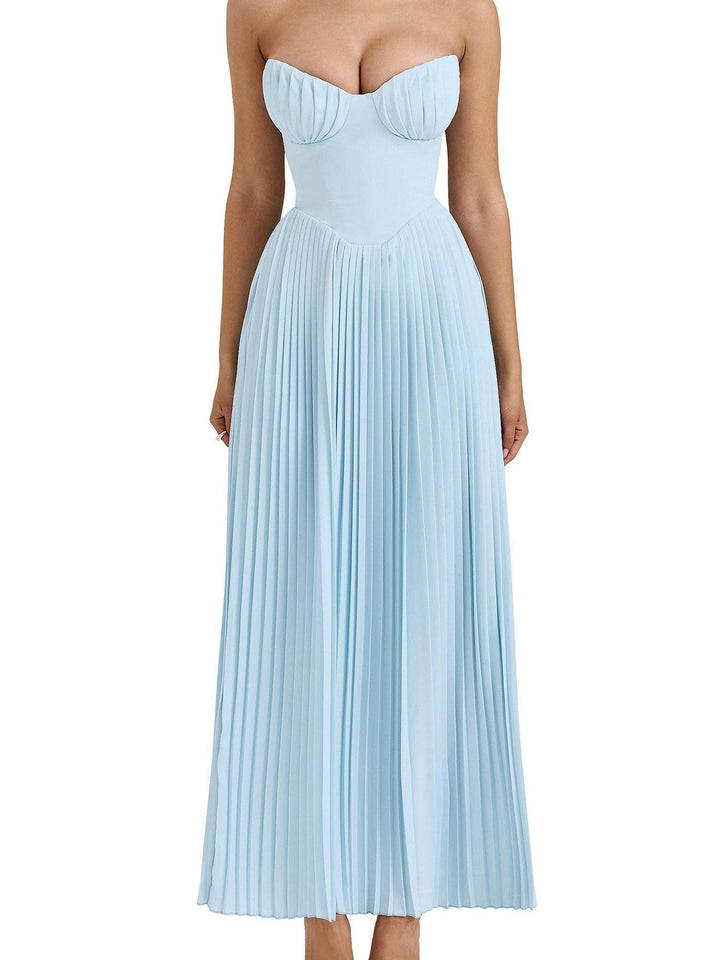 Tube Top With Pleats Maxi Dress