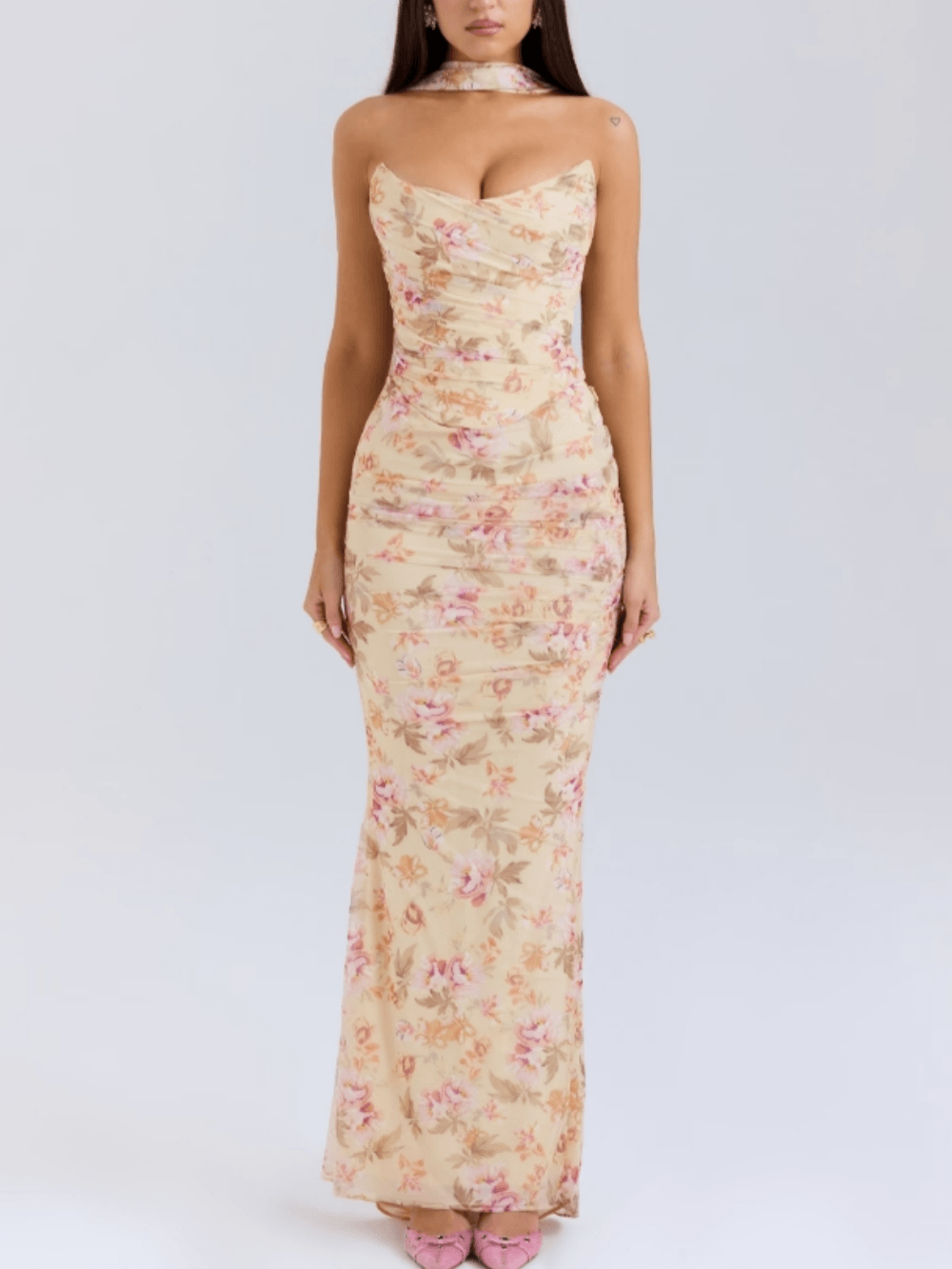 Cabernet strapless corset with neck scarf