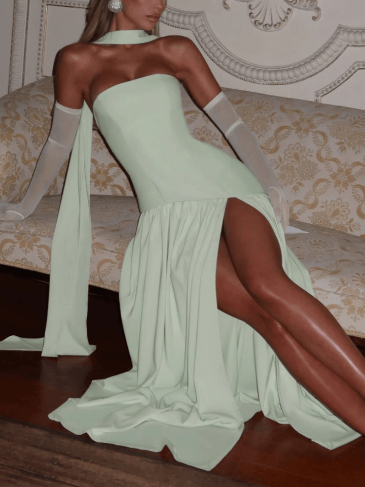 Strapless Patchwork Maxi Dress - Mint