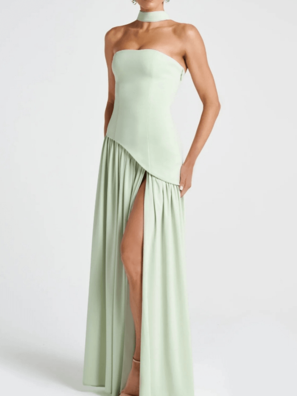 Strapless Patchwork Maxi Dress - Mint