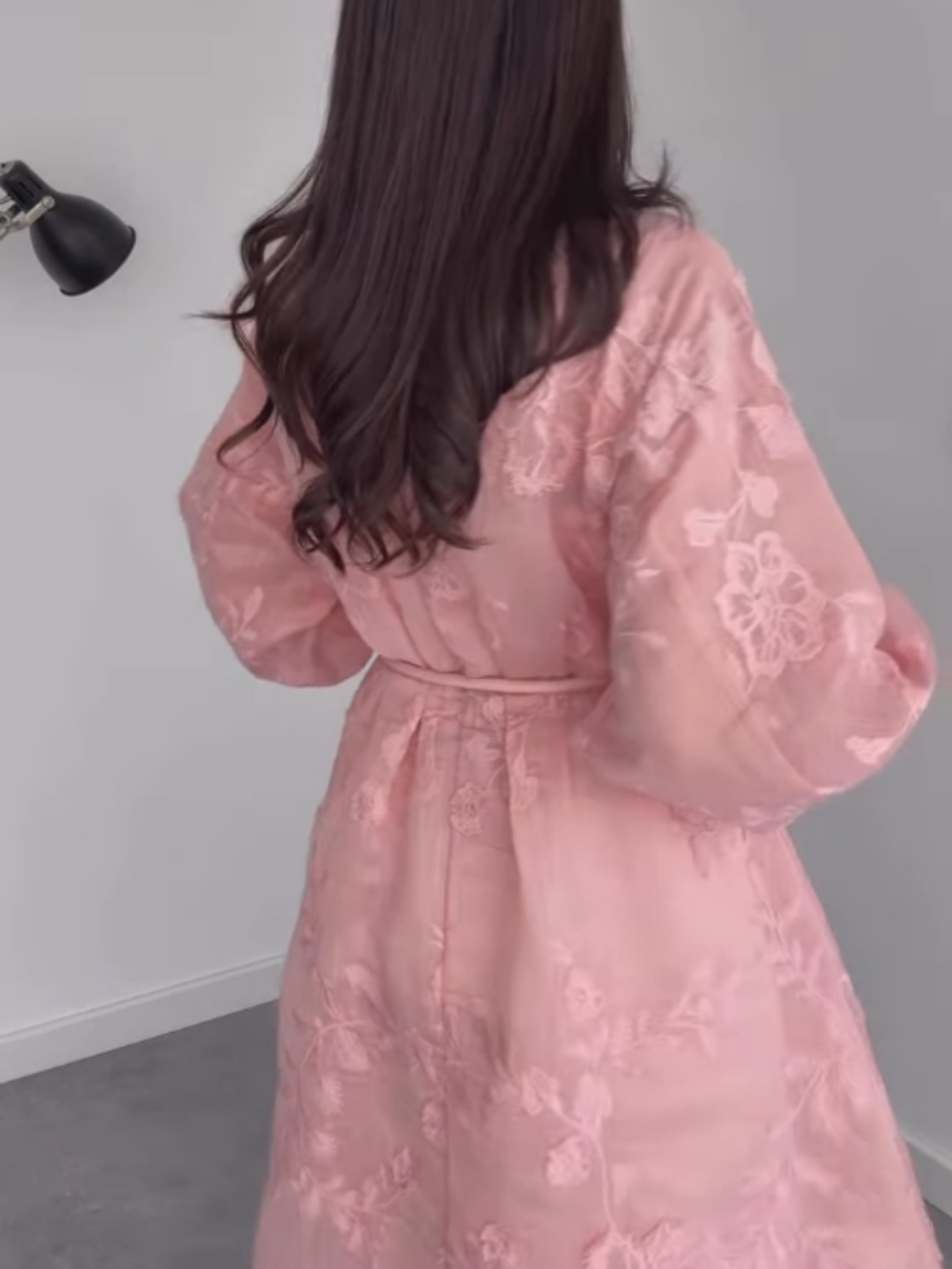 Fantasy Jacquard Long Sleeve Button Dress