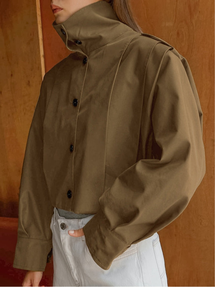 Pleated lapel loose long-sleeved jacket