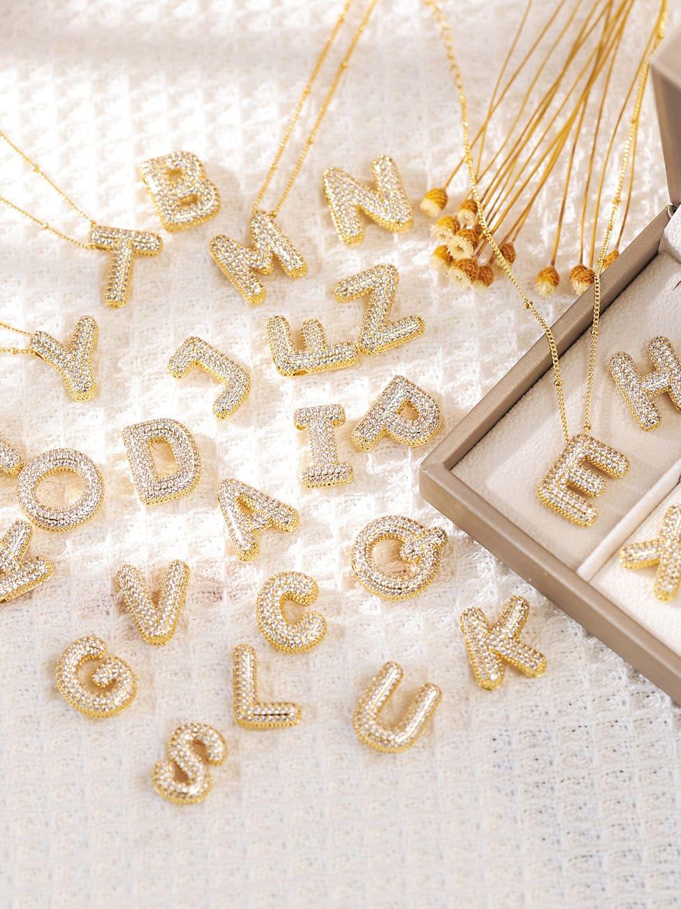 Pavl Bubble Letter Monogram Necklace