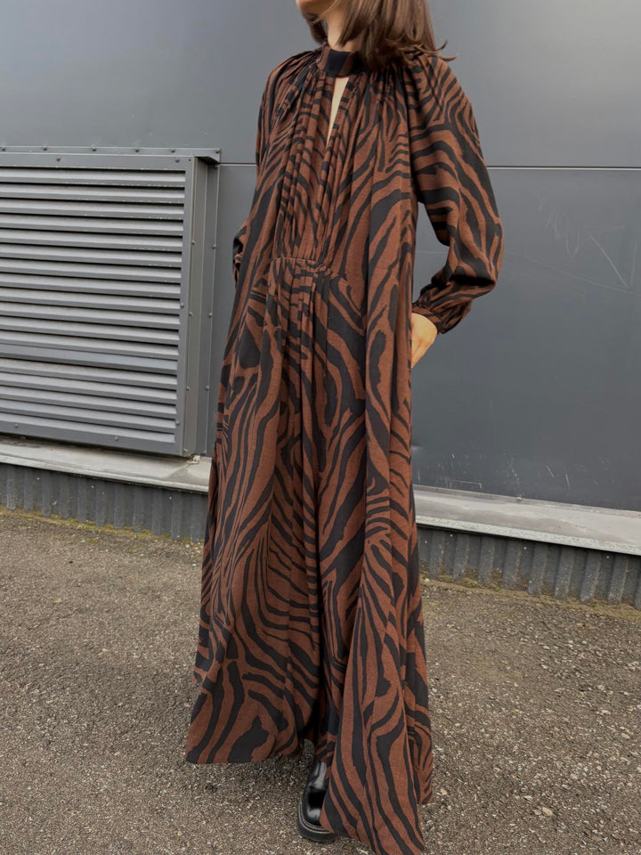 Brown tiger print loose dress