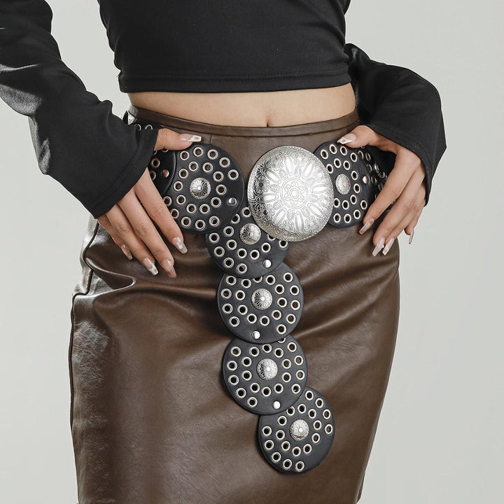 Western Style Round Disc Waist Belt