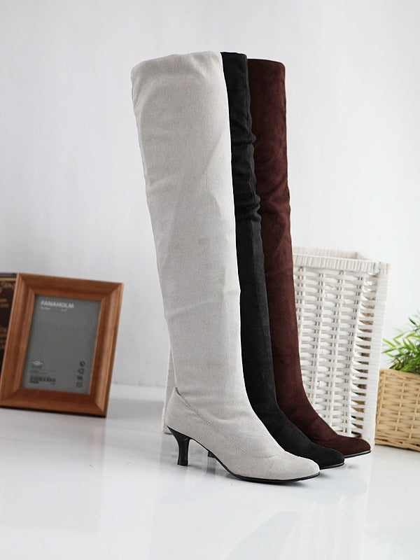 Women's suede solid color high boots