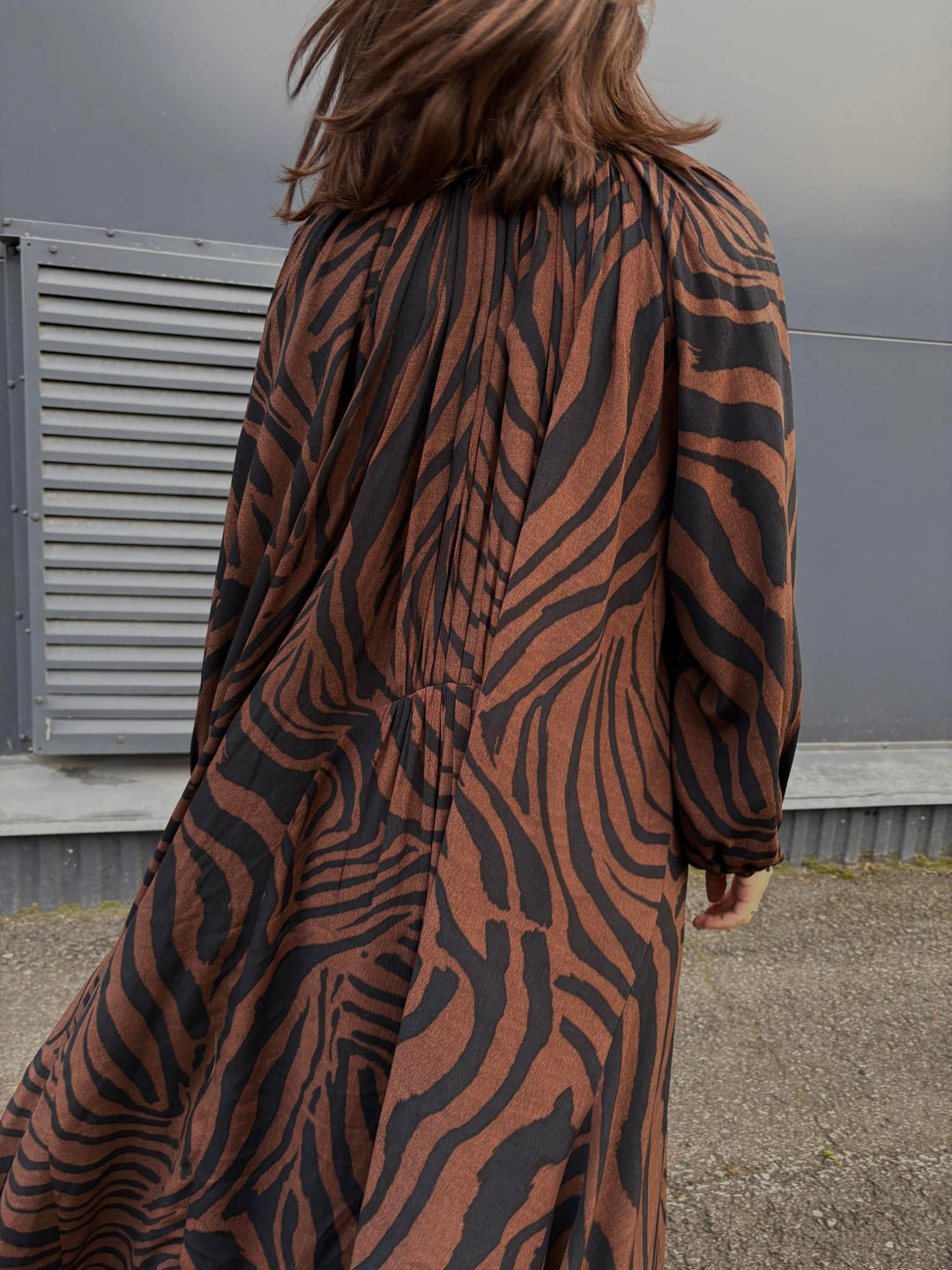 Brown tiger print loose dress