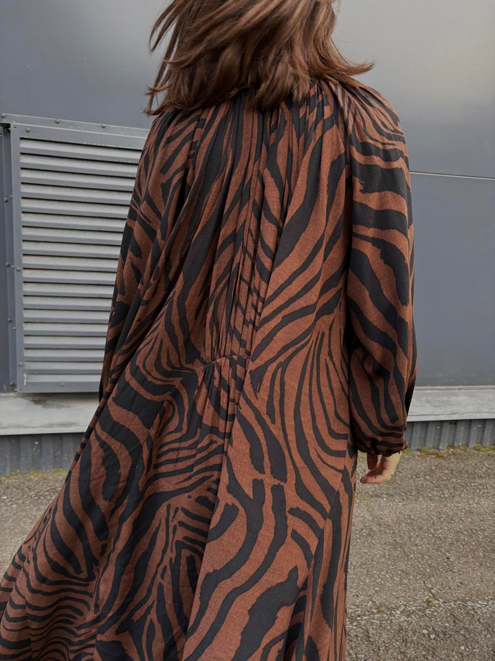 Brown tiger print loose dress