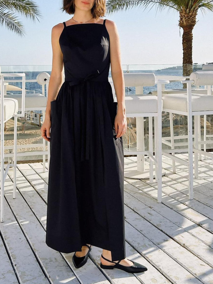 Sun Waist Midi Dress with No Side Seams