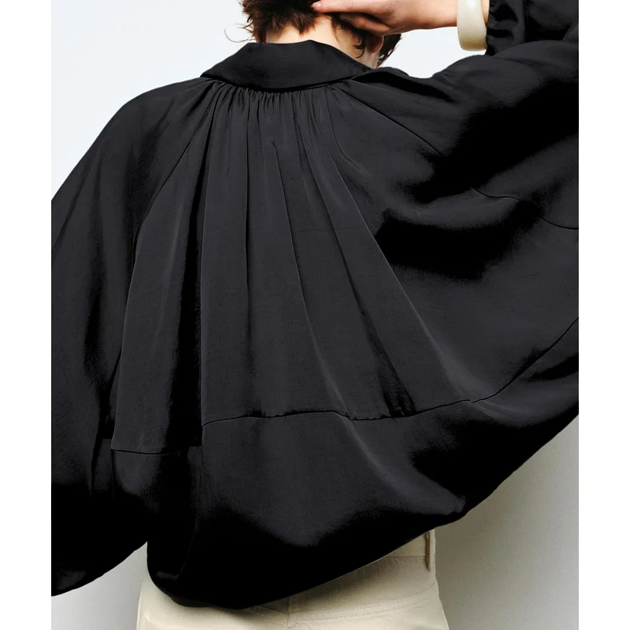 Batwing sleeve puff bomber jacket