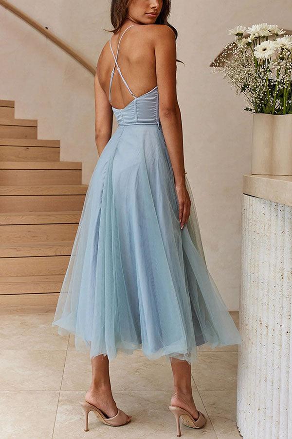 Modern-day Princess Chiffon Suspenders Party Maxi Dress
