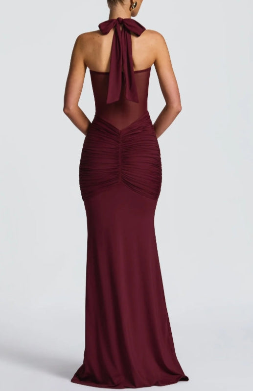 Strapless Lace-up Maxi Dress