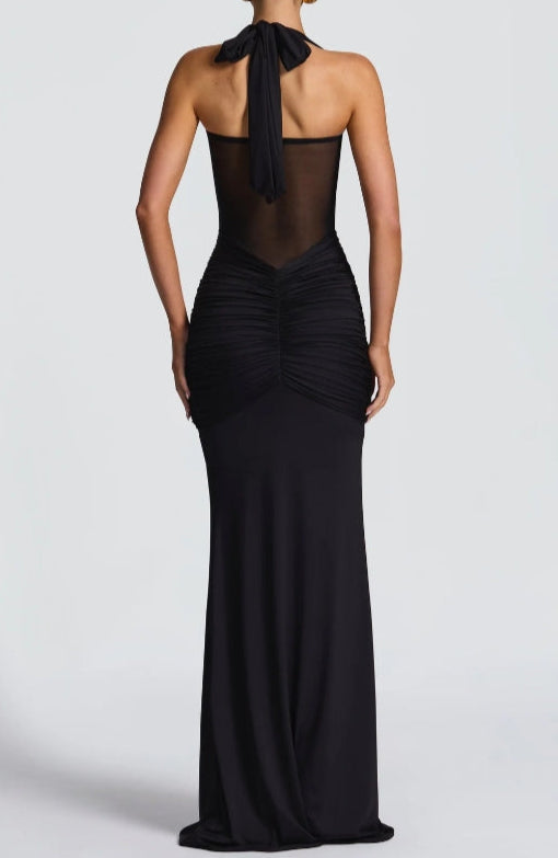 Strapless Lace-up Maxi Dress
