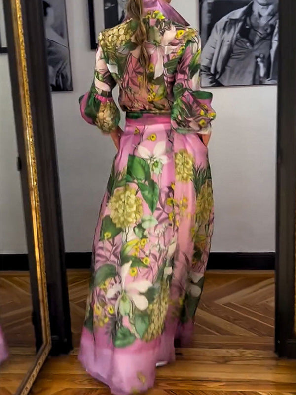 Fashionable and elegant printed long-sleeved shirt