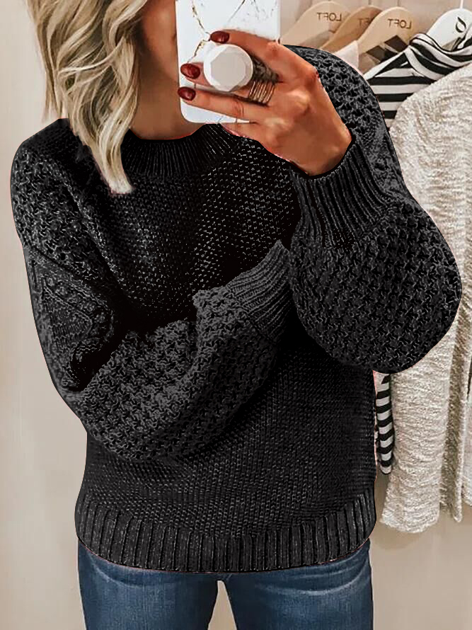 Crew Neck Jacquard Knit Sweater