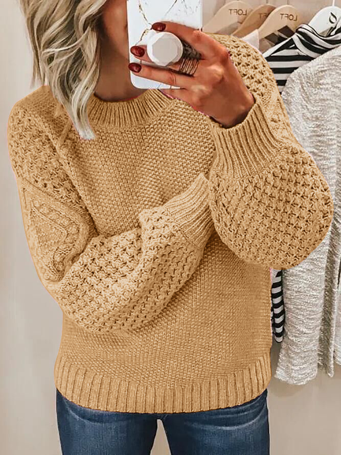 Crew Neck Jacquard Knit Sweater