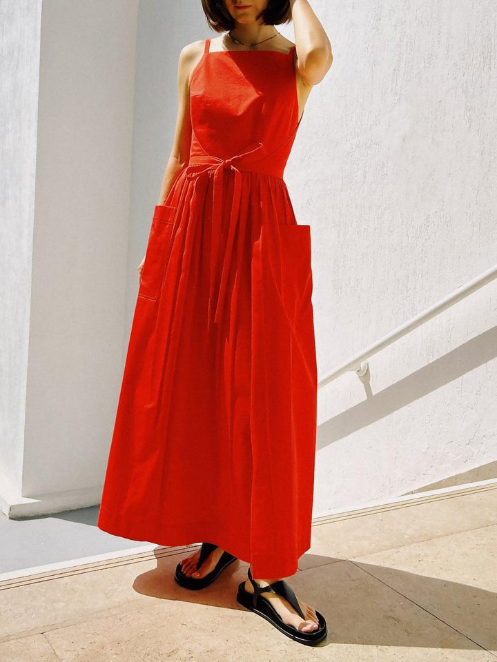 Sun Waist Midi Dress with No Side Seams