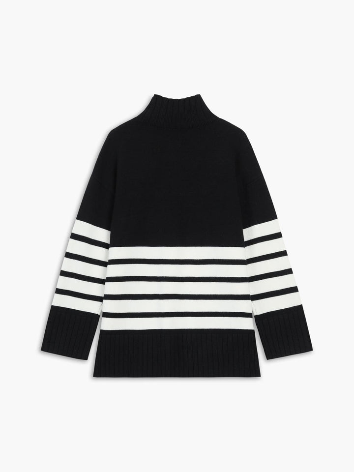 Miss Paris Mock Neck Stripe Sweater