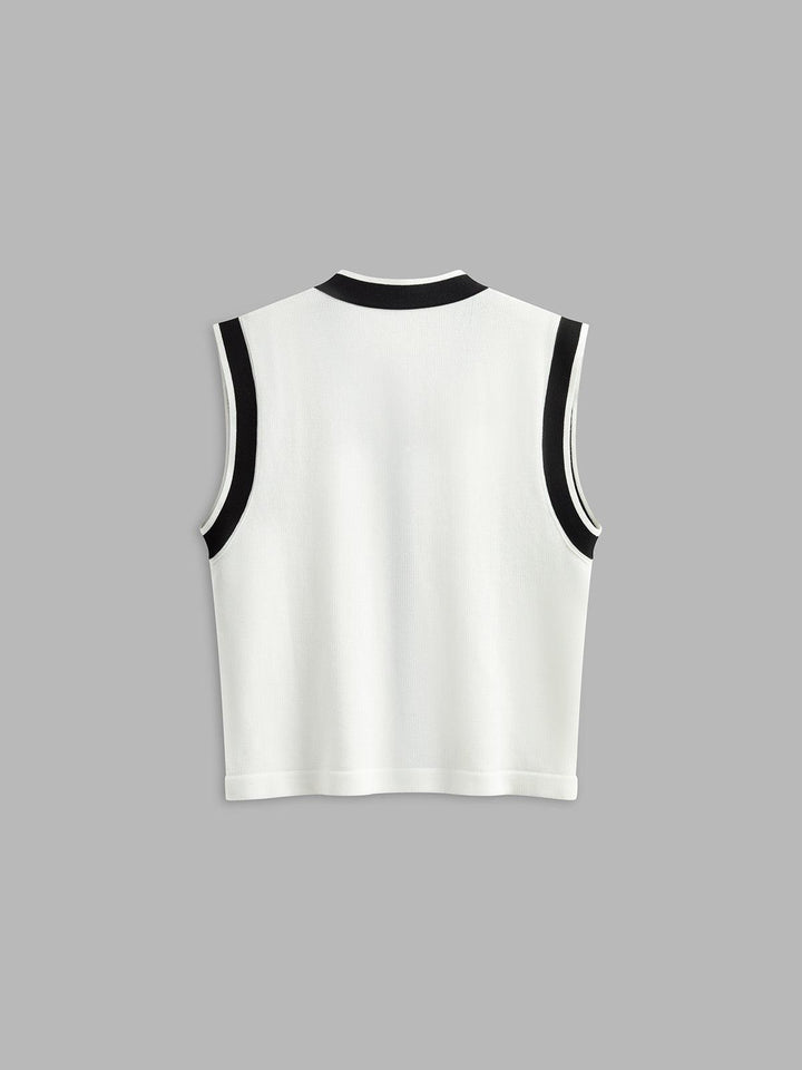 Contrast Trim Sweater Vest