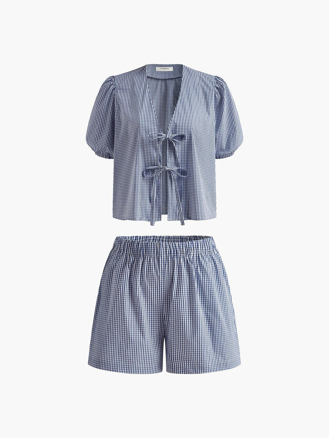 Plaid Lace Up Shorts Set